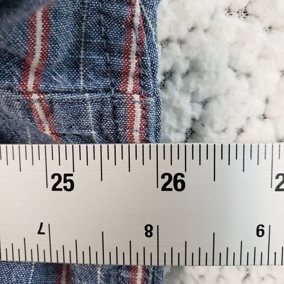 LL Bean Button Down Shirt Mens XL Blue Red Stripe Cotton Classic Light 52x31 - Picture 6 of 11